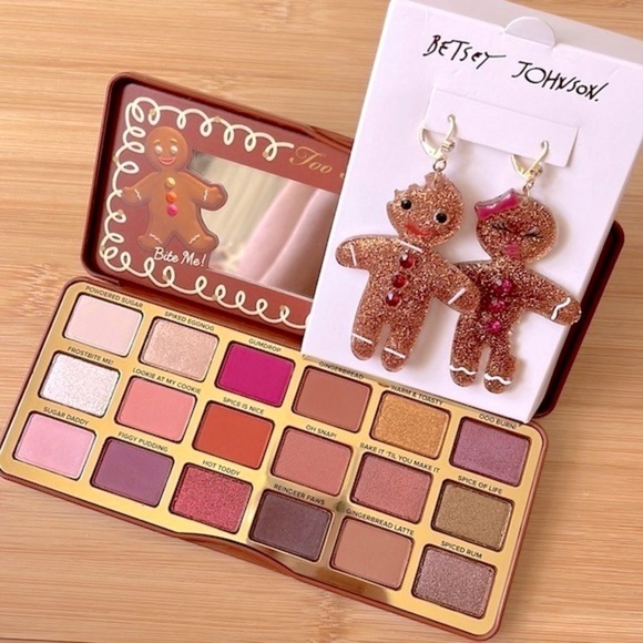 Brand New Too Faced Gingerbread Eyeshadow Palette & Betsey Johnson Earrings Set - Picture 14 of 14